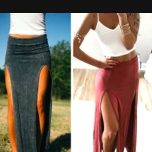 Pink Long skirt with two openings